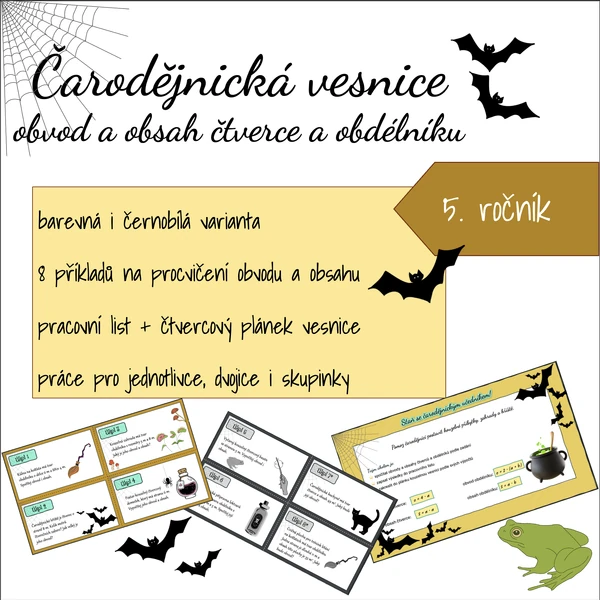 Čarodějnická vesnice - obvod a obsah čtverce a obdélníku