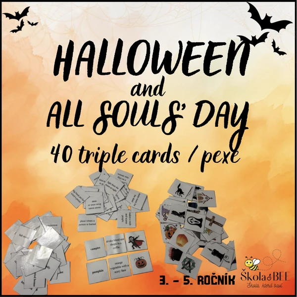 🎃🕯️ Halloween & Dušičky – anglické pexeso (40 trojic) 👻