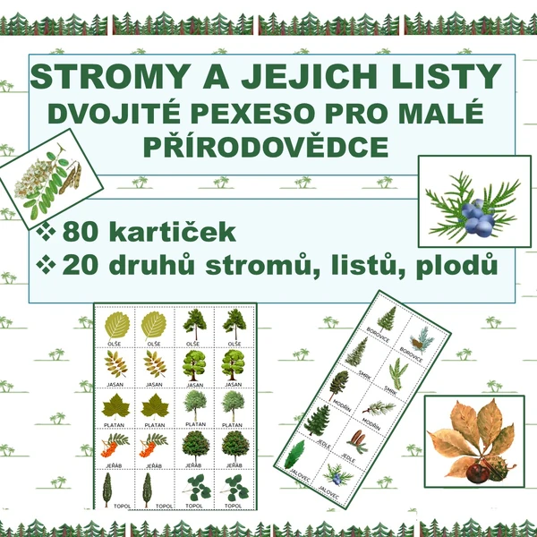 Stromy a jejich listy – dvojité pexeso pro malé přírodovědce