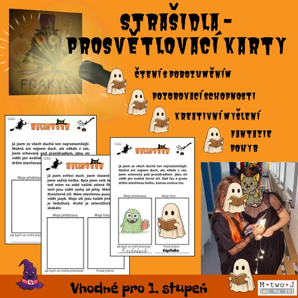 Strašidla - prosvětlovací karty (čtení s porozuměním)