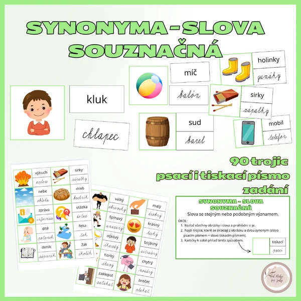 Obrázková synonyma (slova souznačná)- přiřazování slov