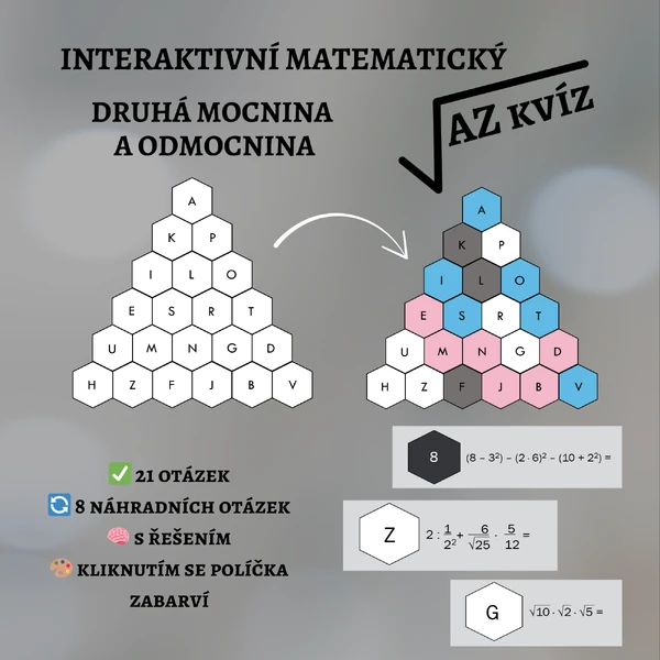 AZ kvíz - druhá mocnina a odmocnina