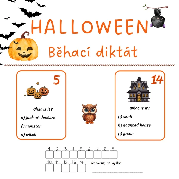 Halloween - běhací diktát