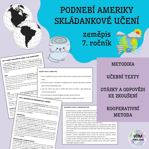 Podnebí Ameriky - skládankové učení