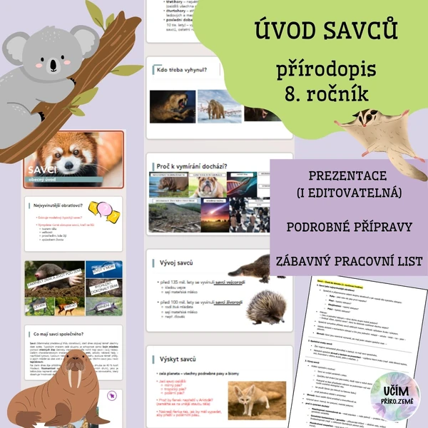 Úvod savců - prezentace, přípravy