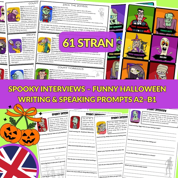 Spooky interviews – funny Halloween writing and speaking (A2–B1)