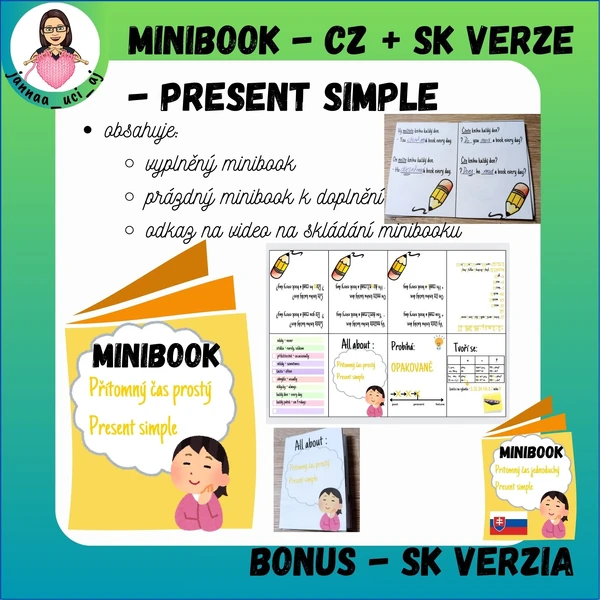Minibook - present simple - CZ + SK verze