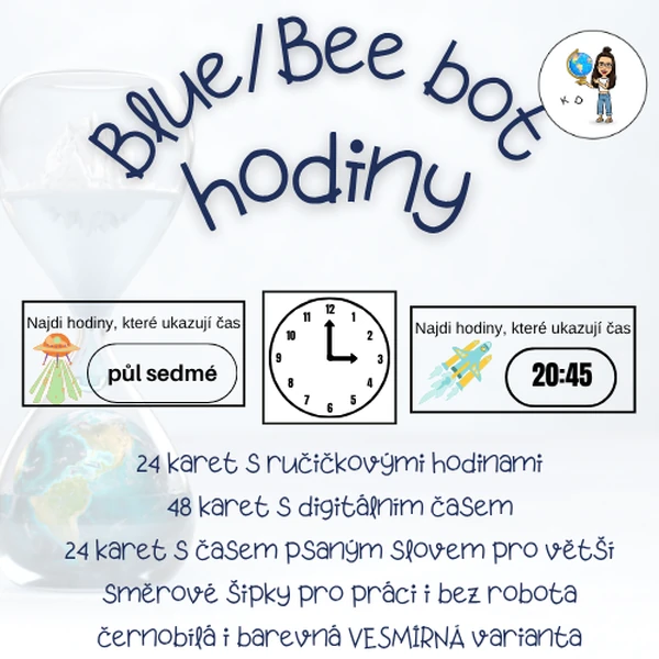Blue bot/Bee bot - Hodiny (ručičkové, digitální)