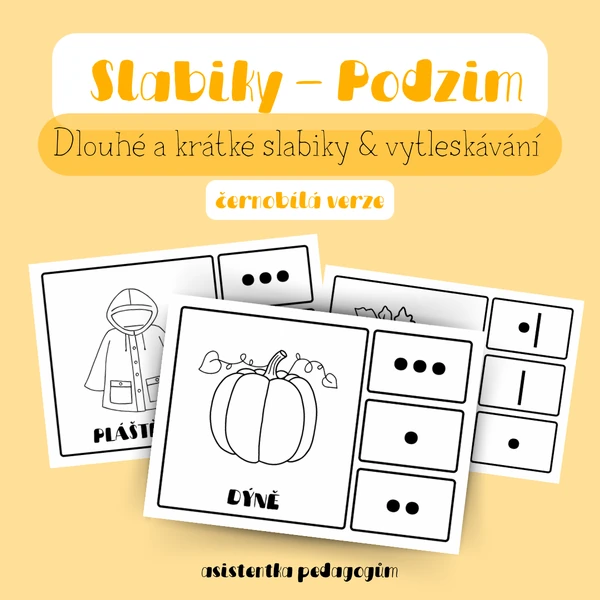 Podzim - Krátké a dlouhé slabiky, vytleskávání (černobílá verze)