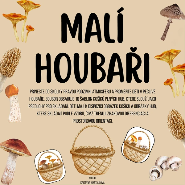 Malí houbaři - Šablony ke skládání