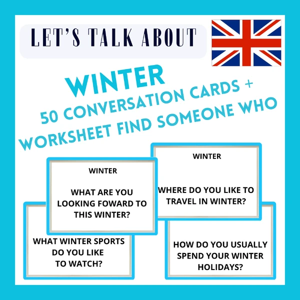 WINTER CONVERSATION CARDS + WORKSHEET