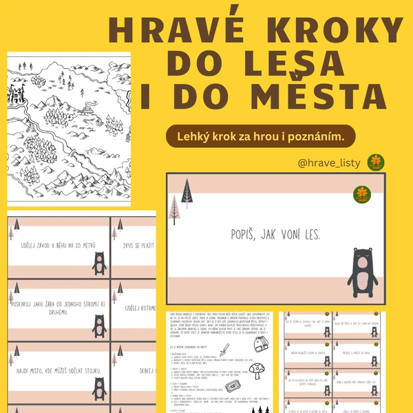 Hravé kroky do lesa i města aneb karty s úkoly a aktivitami, aby cesta lépe utíkala.
