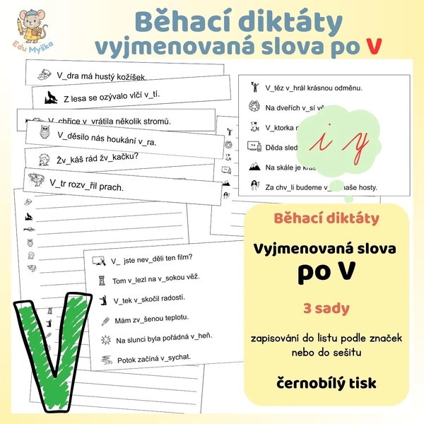Běhací diktáty - vyjmenovaná slova po V