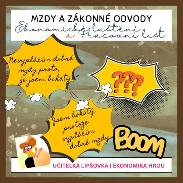 EKONOMIKA | MZDY A ZÁKONNÉ ODVODY Ekonomické luštění a pracovní list (suplovací, včetně řešení)