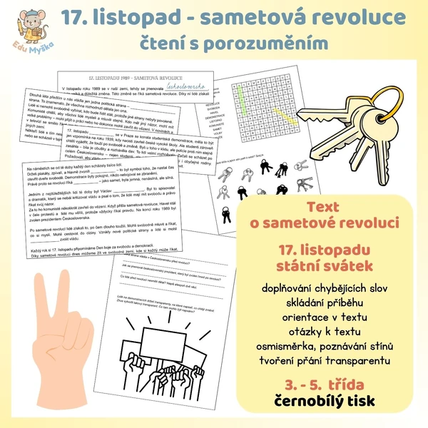 17. listopadu - sametová revoluce - čtení s porozuměním