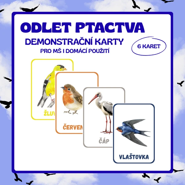 Odlet ptactva – demonstrační karty