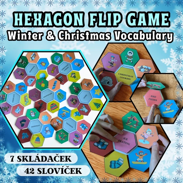 HEXAGON FLIP GAME - Winter & Christmas Vocabulary 