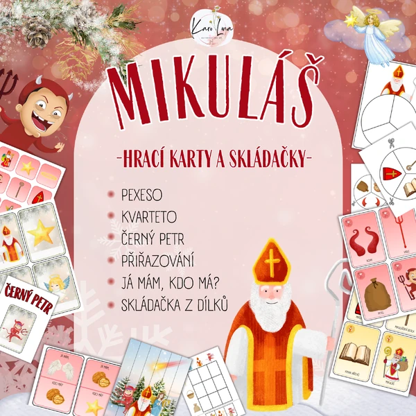 MIKULÁŠ - HRACÍ KARTY A SKLÁDAČKY