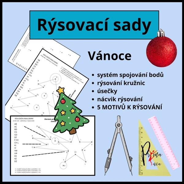 VÁNOCE - RÝSOVACÍ SADA - rýsuj s radostí téma Vánoc