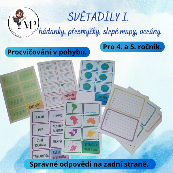 SVĚTADÍLY I. - hádanky, přesmyčky, slepé mapy, oceány