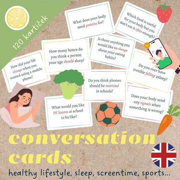 CONVERSATION CARDS - healthy lifestyle - konverzační karty v angličtině