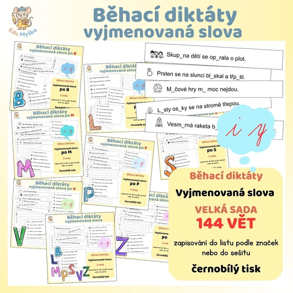 Běhací diktáty - vyjmenovaná slova - velká sada