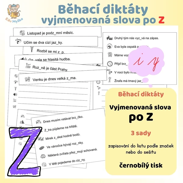 Běhací diktáty - vyjmenovaná slova po Z