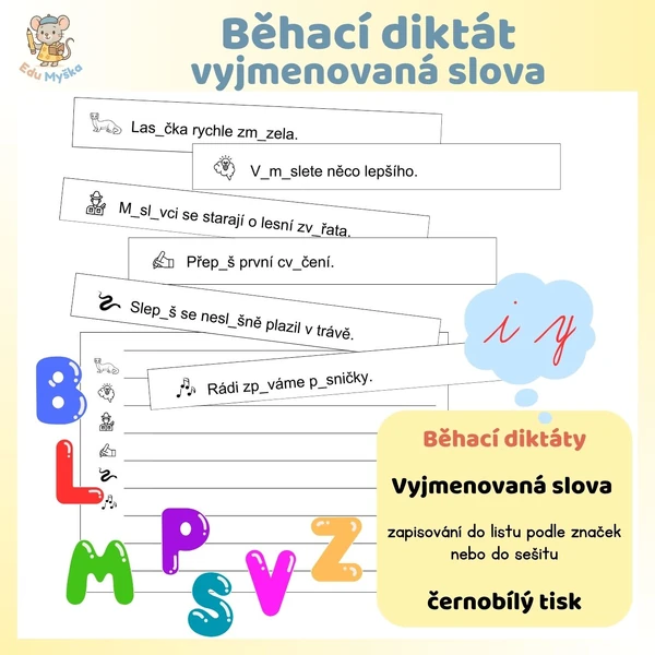 Běhací diktát - vyjmenovaná slova