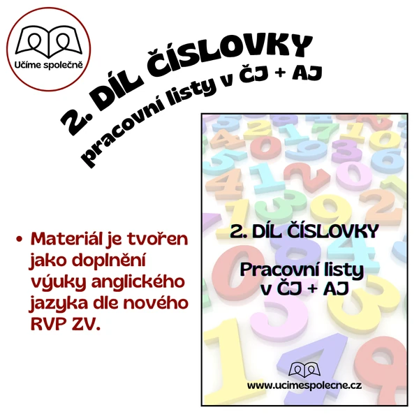 2. DÍL ČÍSLOVKY Pracovní listy v ČJ + AJ