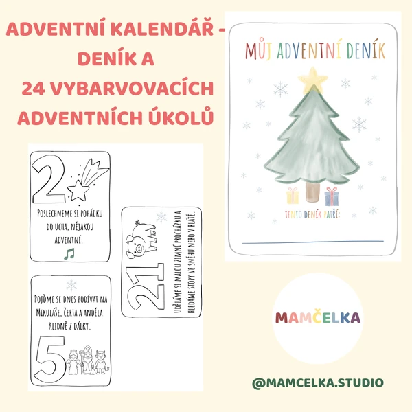 ADVENTNÍ KALENDÁŘ - DENÍK A SAMOLEPKY - PDF K VYTISKNUTÍ