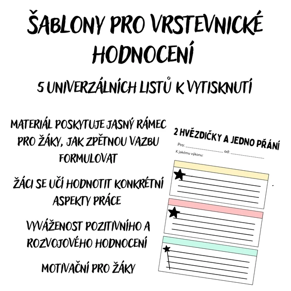 Šablony pro vrstevnické hodnocení (zpětnou vazbu) 