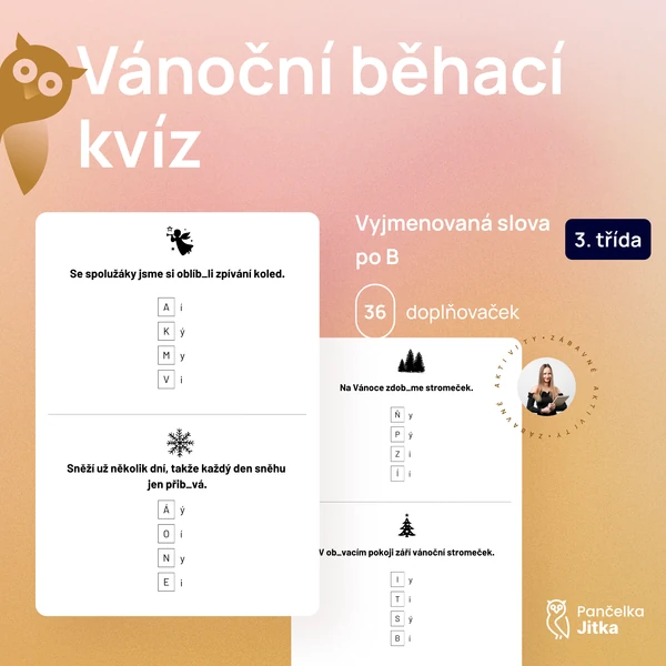 Vánoční běhací kvíz - vyjmenovaná slova po B