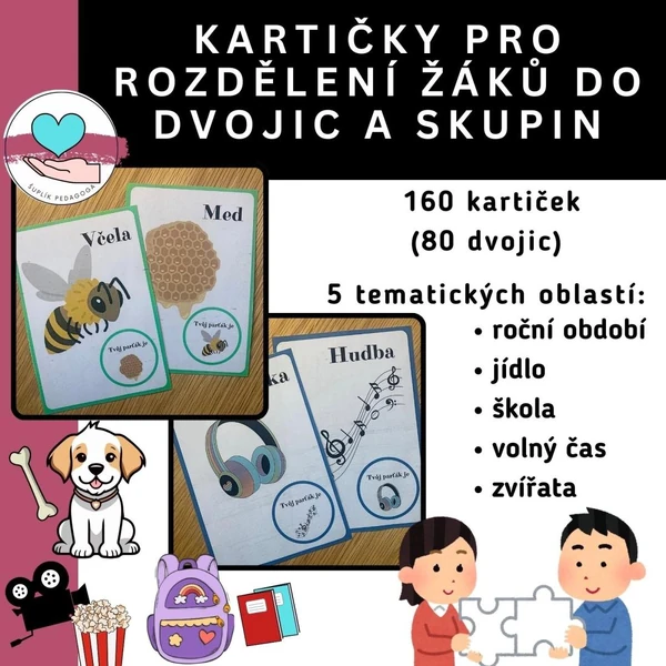Kartičky pro rozdělení do dvojic a skupin