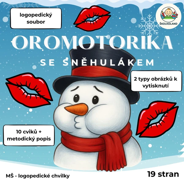 Oromotorika se sněhulákem - logopedický soubor pro děti MŠ