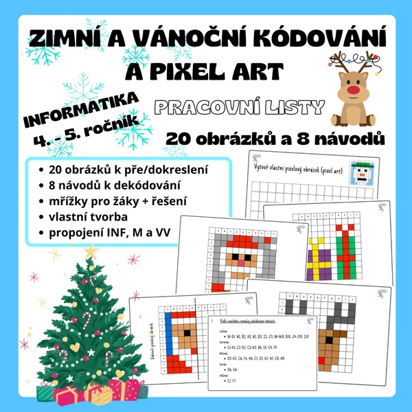 Zimní a vánoční kódování a PIXEL ART