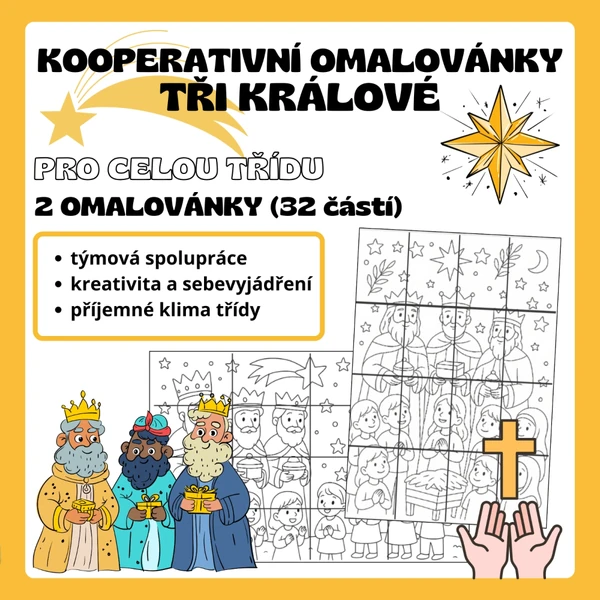 Kooperativní omalovánky - TŘI KRÁLOVÉ