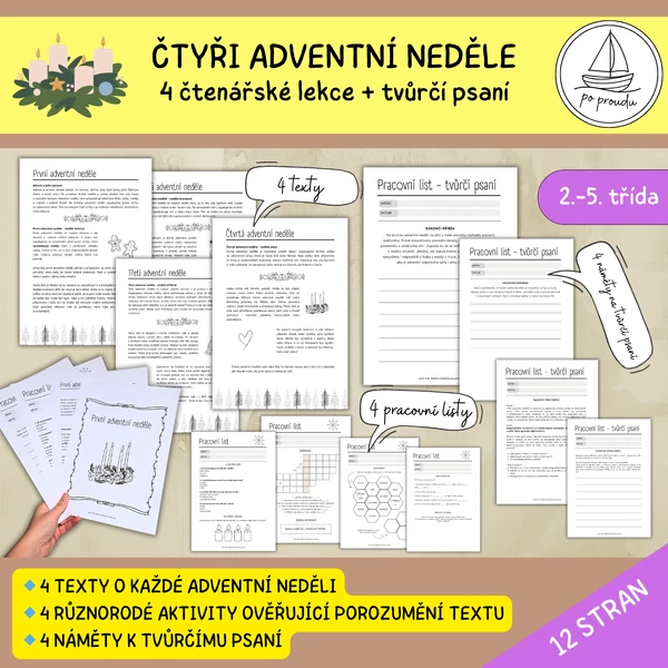 Čtyři adventní neděle - čtení s porozuměním + tvůrčí psaní