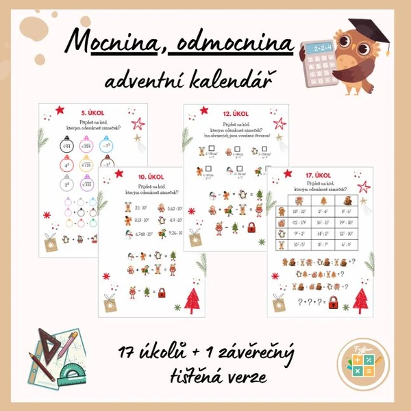 ADVENTNÍ KALENDÁŘ - mocniny, odmocniny