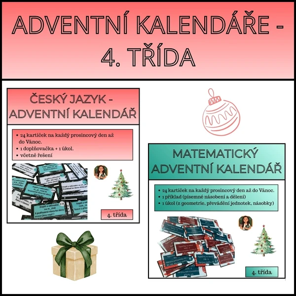 Adventní kalendáře ČJ + M 4. třída