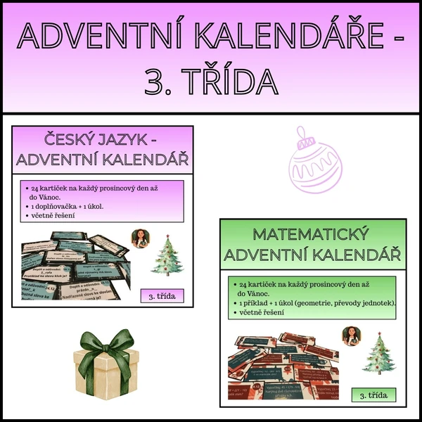 Adventní kalendáře ČJ + M 3. třída