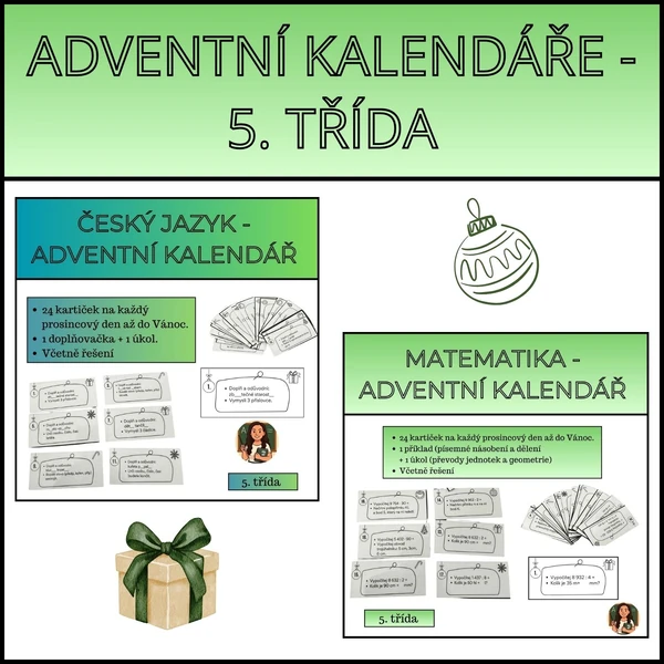 Adventní kalendáře ČJ + M 5. třída