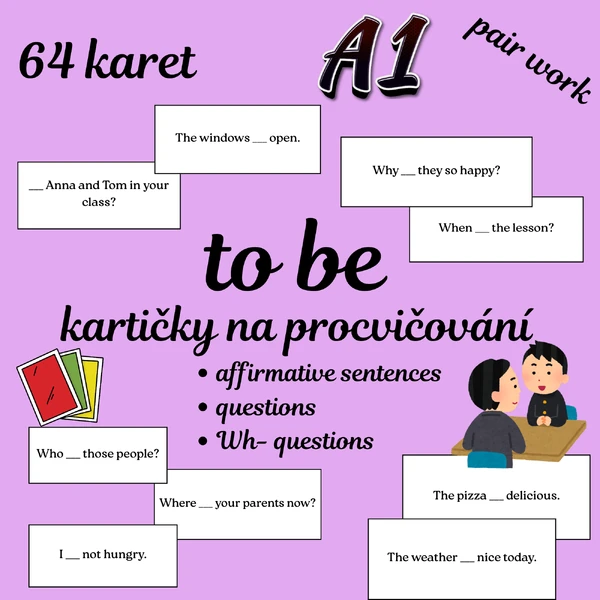 To be (am, is, are) - kartičky k procvičování