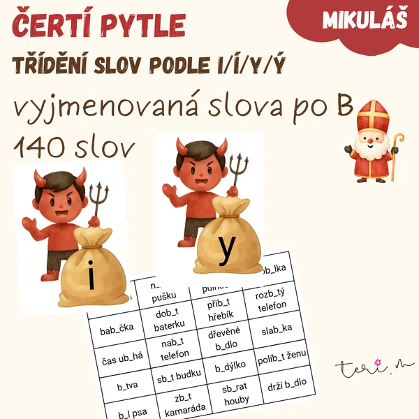 ČERTÍ PYTLE - vyjmenovaná slova po B