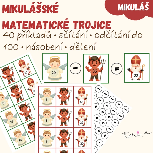 MIKULÁŠSKÉ MATEMATICKÉ TROJICE - počítání do 100