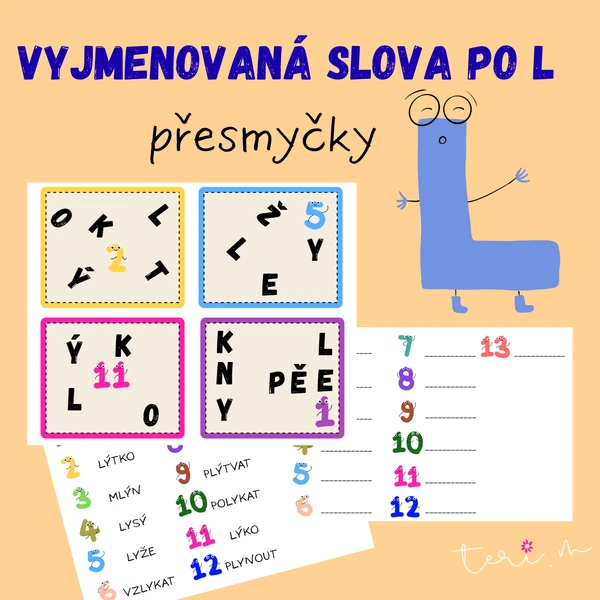 VYJMENOVANÁ SLOVA PO L – PŘESMYČKY