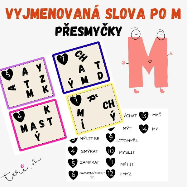 VYJMENOVANÁ SLOVA PO M – PŘESMYČKY