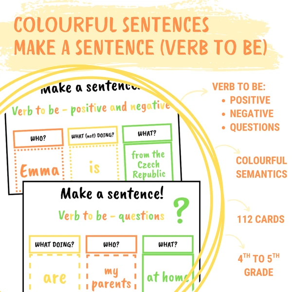 Colourful sentences - make a sentence (verb to be)