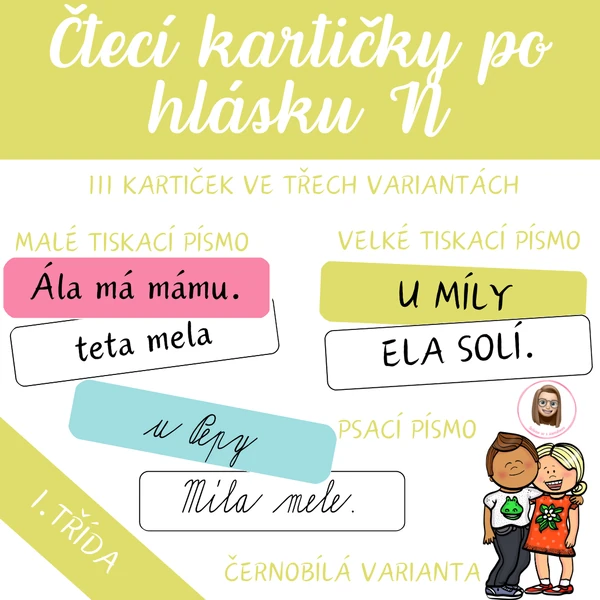 Čtecí kartičky po hlásku N