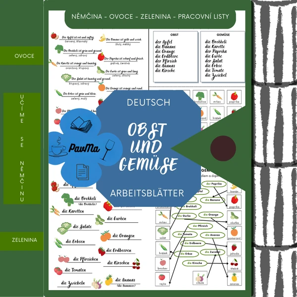 DEUTSCH: Ovoce a zelenina - pracovní listy