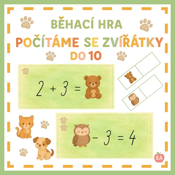 Počítáme se zvířátky do 10 - běhací hra